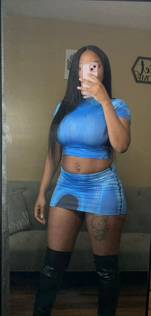Blue Skirt Set